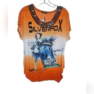 Parris Pink women's orange design top size XL